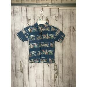 Kahala Hawaiian Palm Trees Vintage Car Short Sleeve Shirt Size XS for Boys